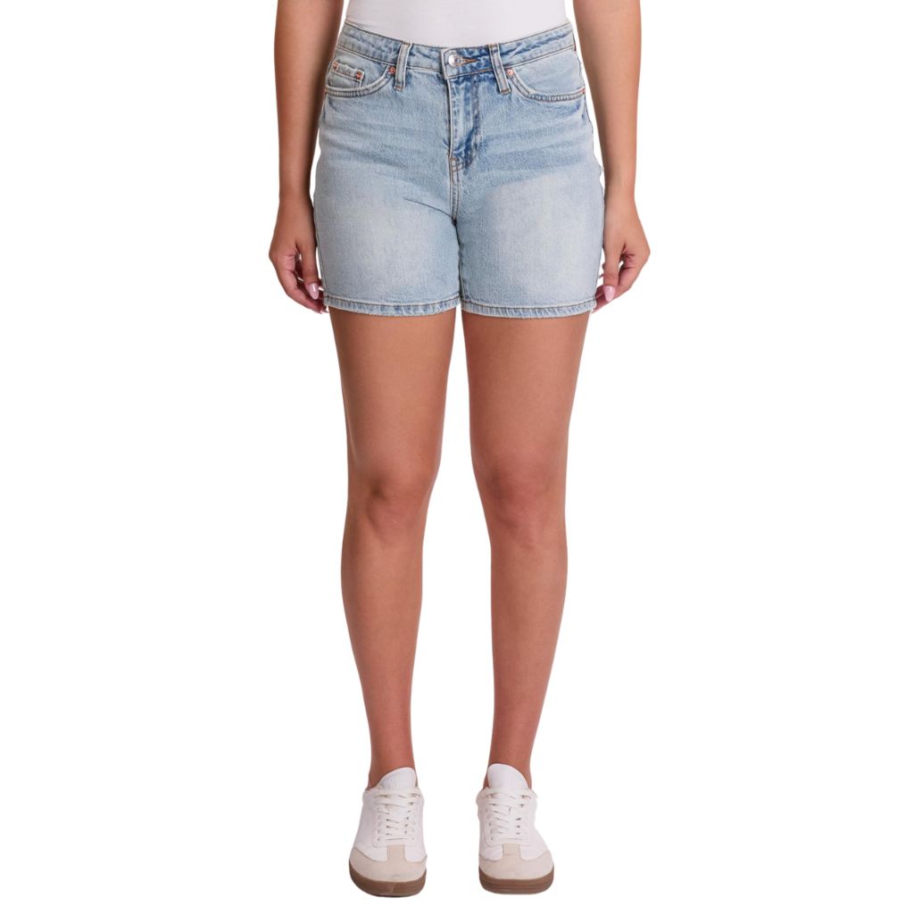 YMI Women's Floral Printed Fray Hem Shorts, Q Celeste Blue, 5