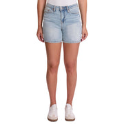 YMI Women's Floral Printed Fray Hem Shorts, Q Celeste Blue, 5