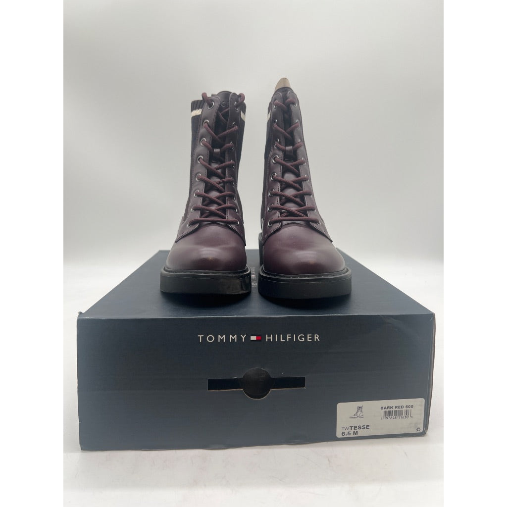 Tommy Hilfiger Women's Tesse Logo Lace-up Combat Boots, Size 6.5, Brown