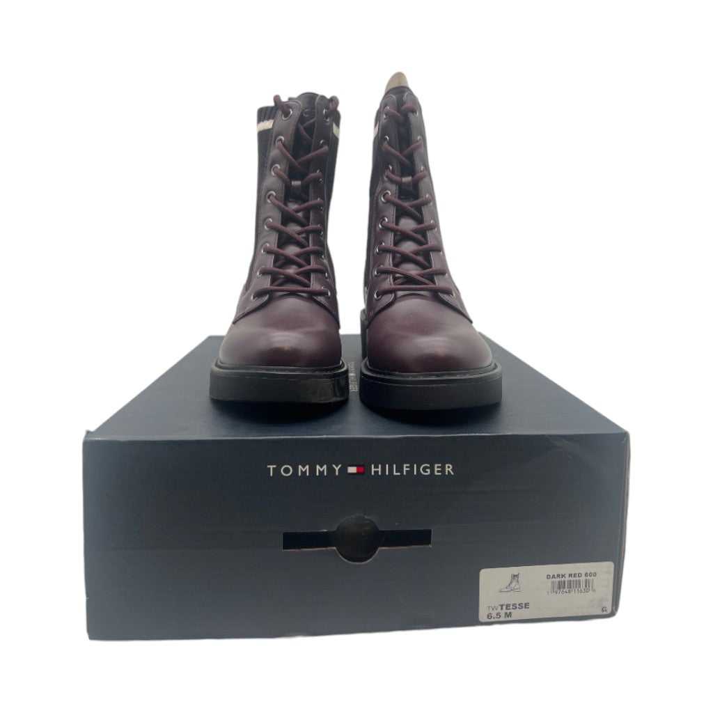 Tommy Hilfiger Women's Tesse Logo Lace-up Combat Boots, Size 6.5, Brown
