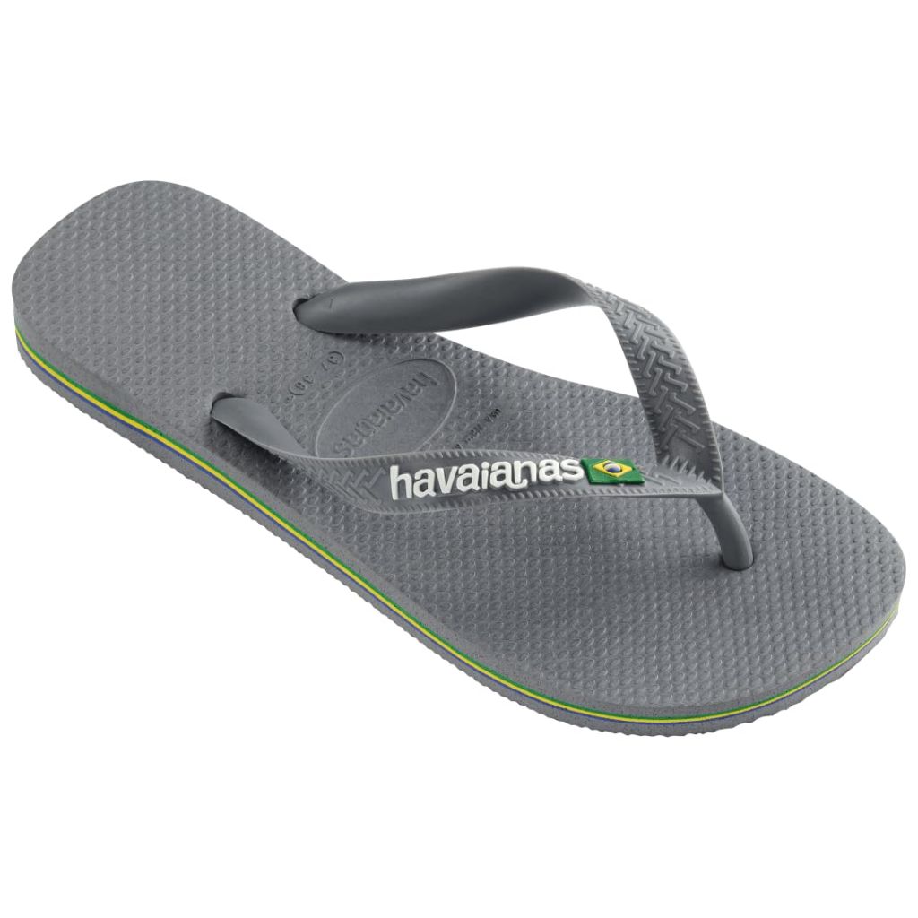 Havaianas Women's Brazil Logo Flip flops - Spring and Summer Sandals for Women - Steel Grey, 11/12W - 9/10M