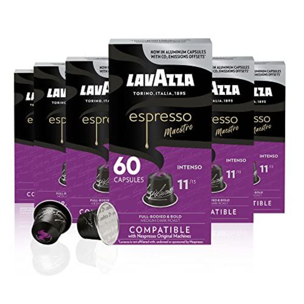 Lavazza Espresso Intenso Medium-Dark Roast Aluminum Capsules Compatible with Nespresso Original Machines (Pack of 60)