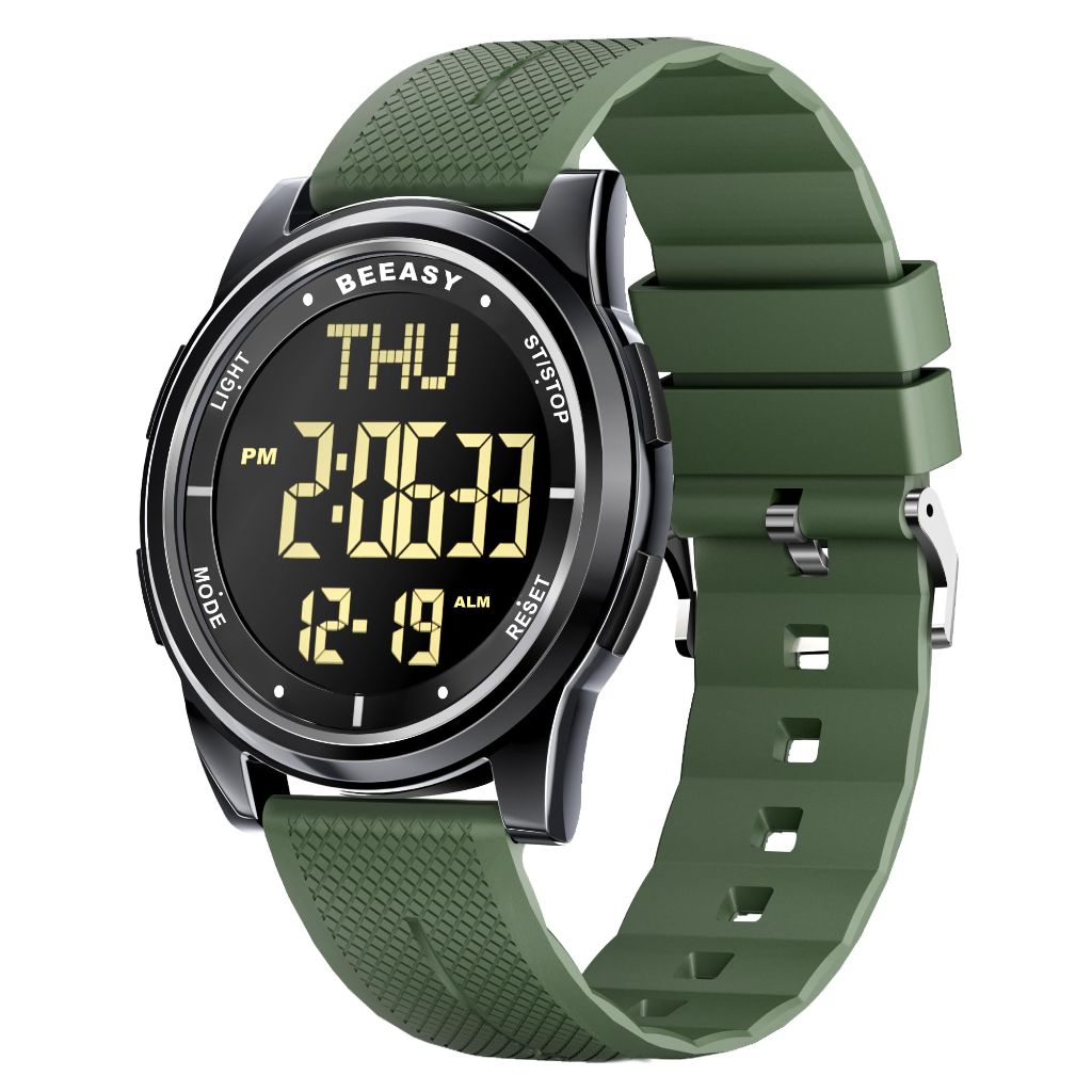 Beeasy Mens Metal Digital Watch Waterproof with Stopwatch Alarm Dual Time Countdown, Ultra-Thin Super Wide-Angle Display Digital Wrist Watches for Men Women