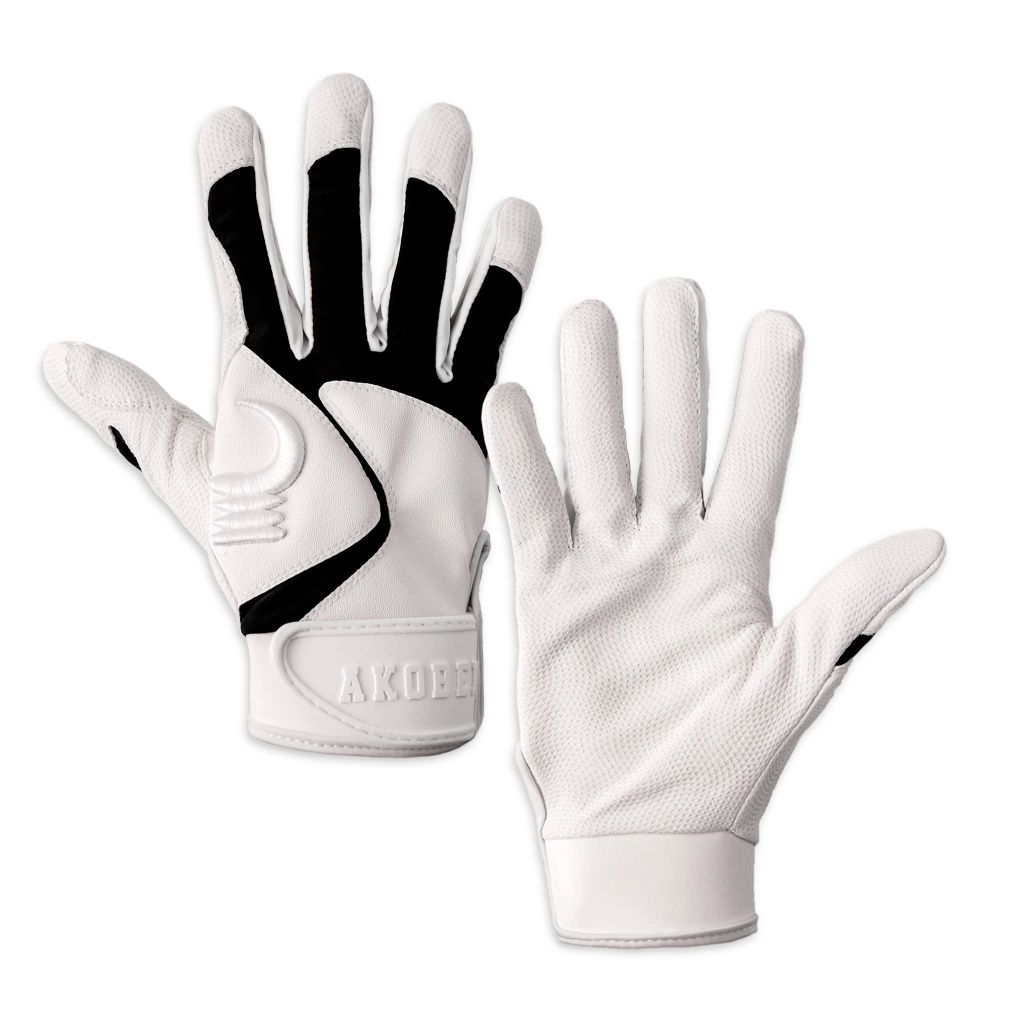 AKOBEN Jagwar Batting Glove -  Adult Size, Black & White, Large
