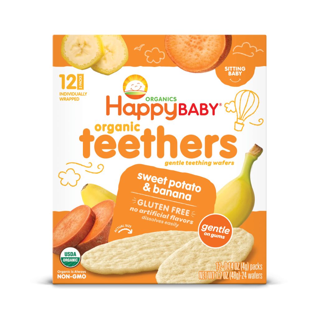 Happy Baby Gentle Teethers Organic Teething Wafers - Banana Sweet Potato, 12 Pack