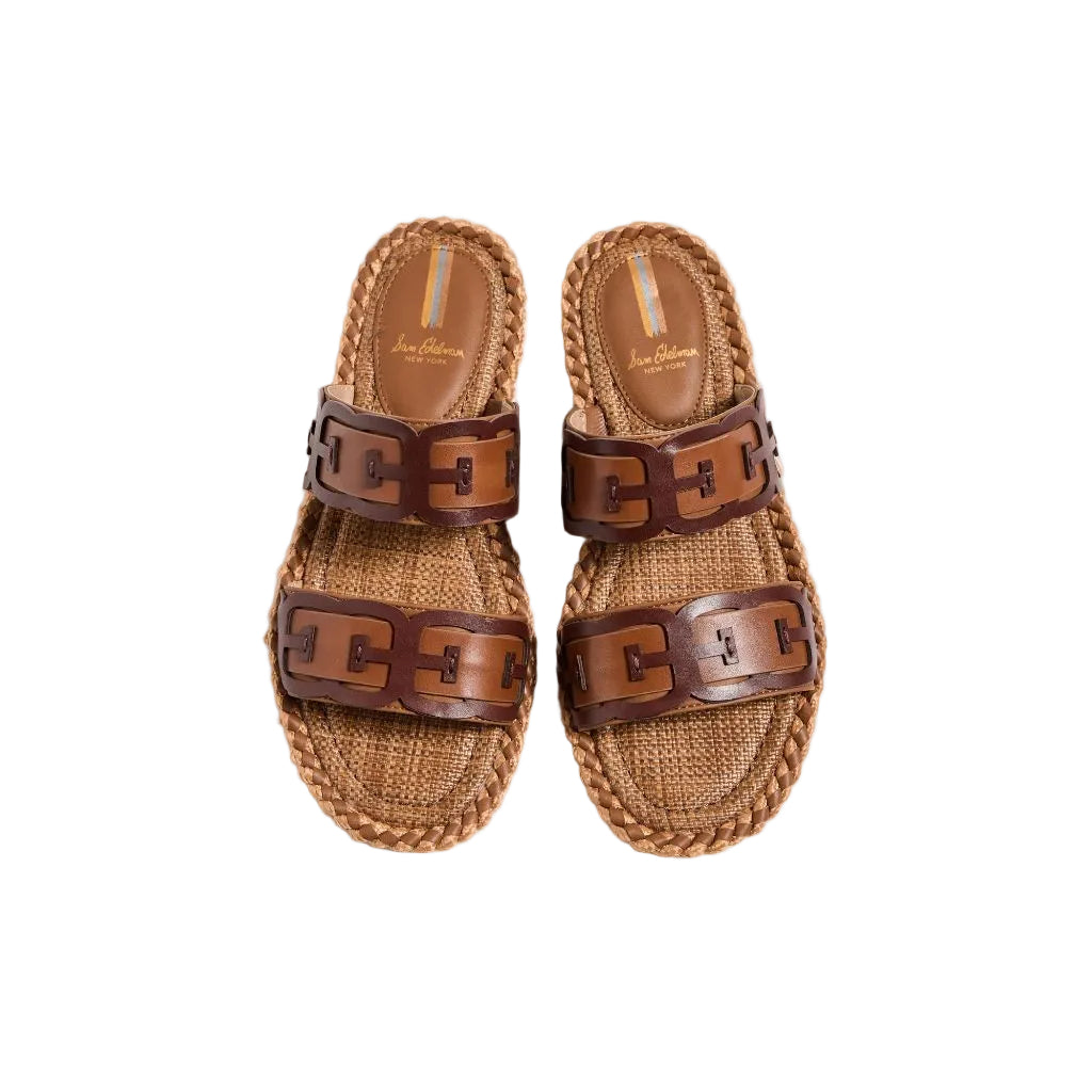 Sam Edelman Tatum Flat Sandal Maple Bourbon/Rich Cognac 10 Medium
