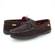 SZ 8, PAMIR Men's Genuine suede Fleece Moccasin Slippers | Brown