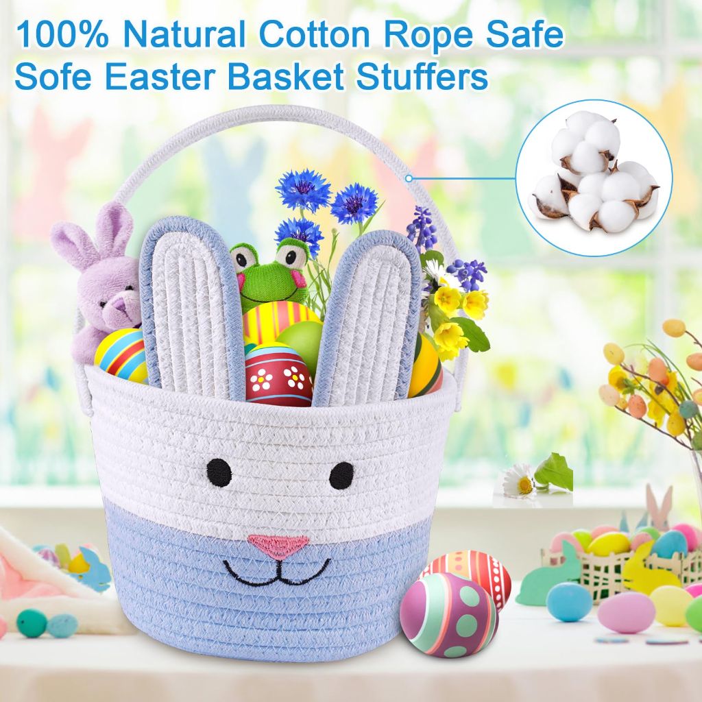 Bunny Baby Easter Basket - White/Blue
