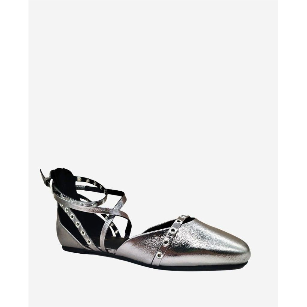Kenneth Cole New York Women's Mason Strappy Flats - Pewter, Size 8.5M