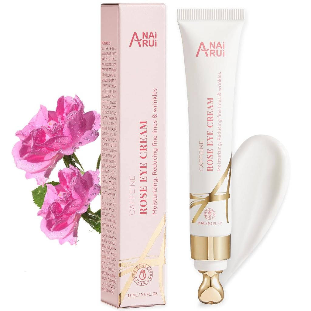 ANAI RUI Rose Caffeine Eye Cream for Dark Circles with Retinol and Collagen - 0.5 fl. oz.