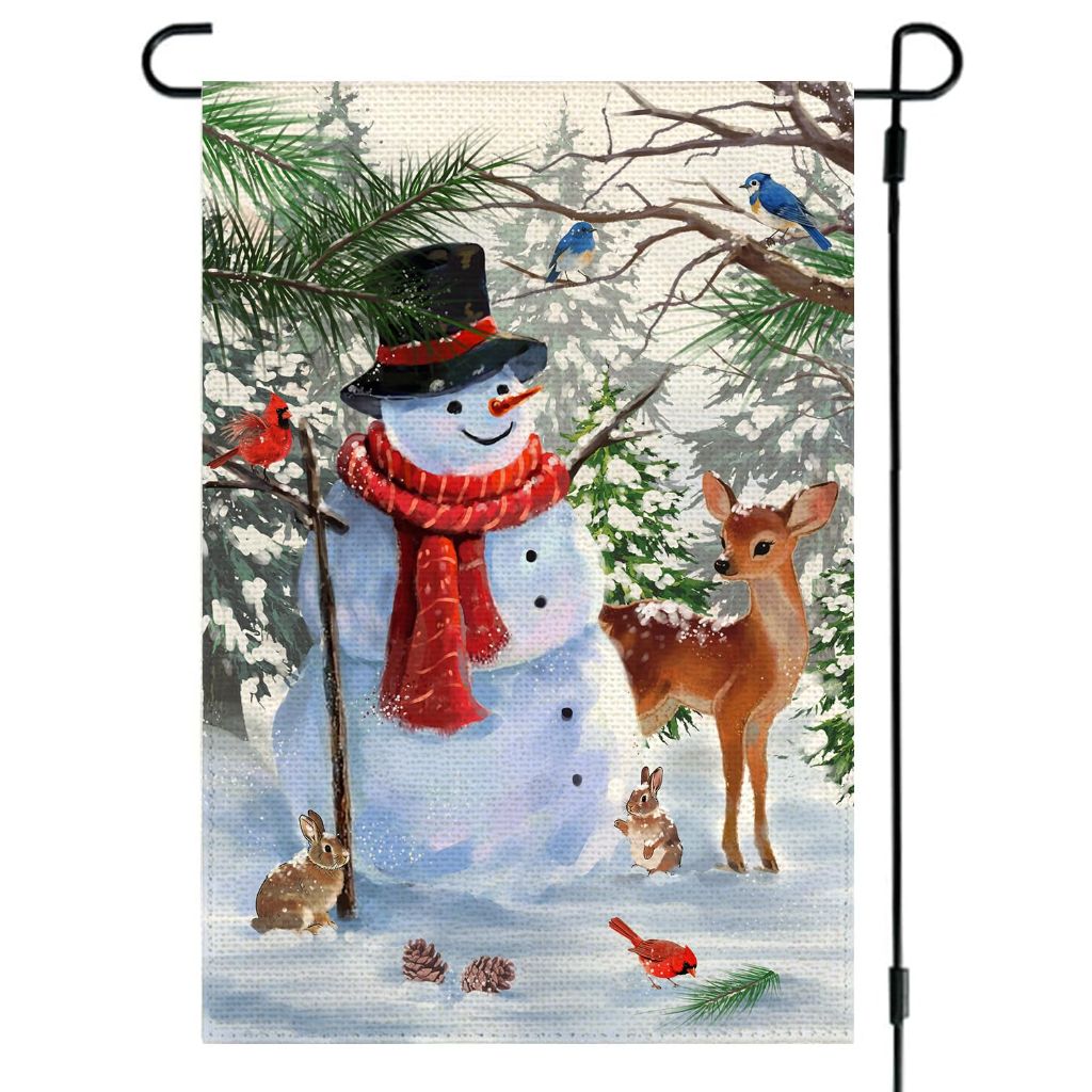 ARGOOFG Double Sided Winter Snowman Garden Flag (12" x 18")