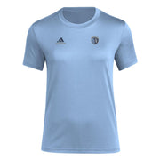Adidas Women's Sporting Kansas City MLS Short Sleeve T-Shirt, Smoke Blue/Sporting Kansas City, X-Large