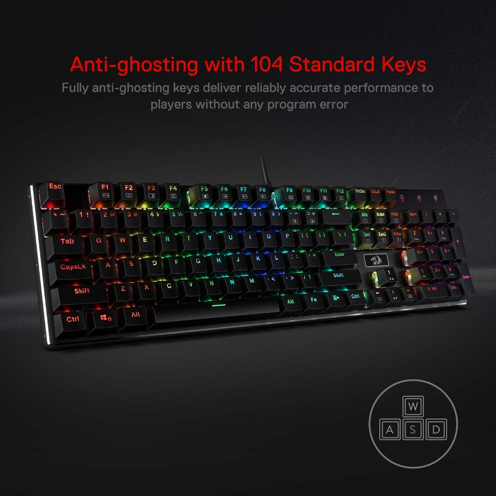 Devarajas Redragon K556 RGB LED Backlit Wired Mechanical Gaming Keyboard - Black
