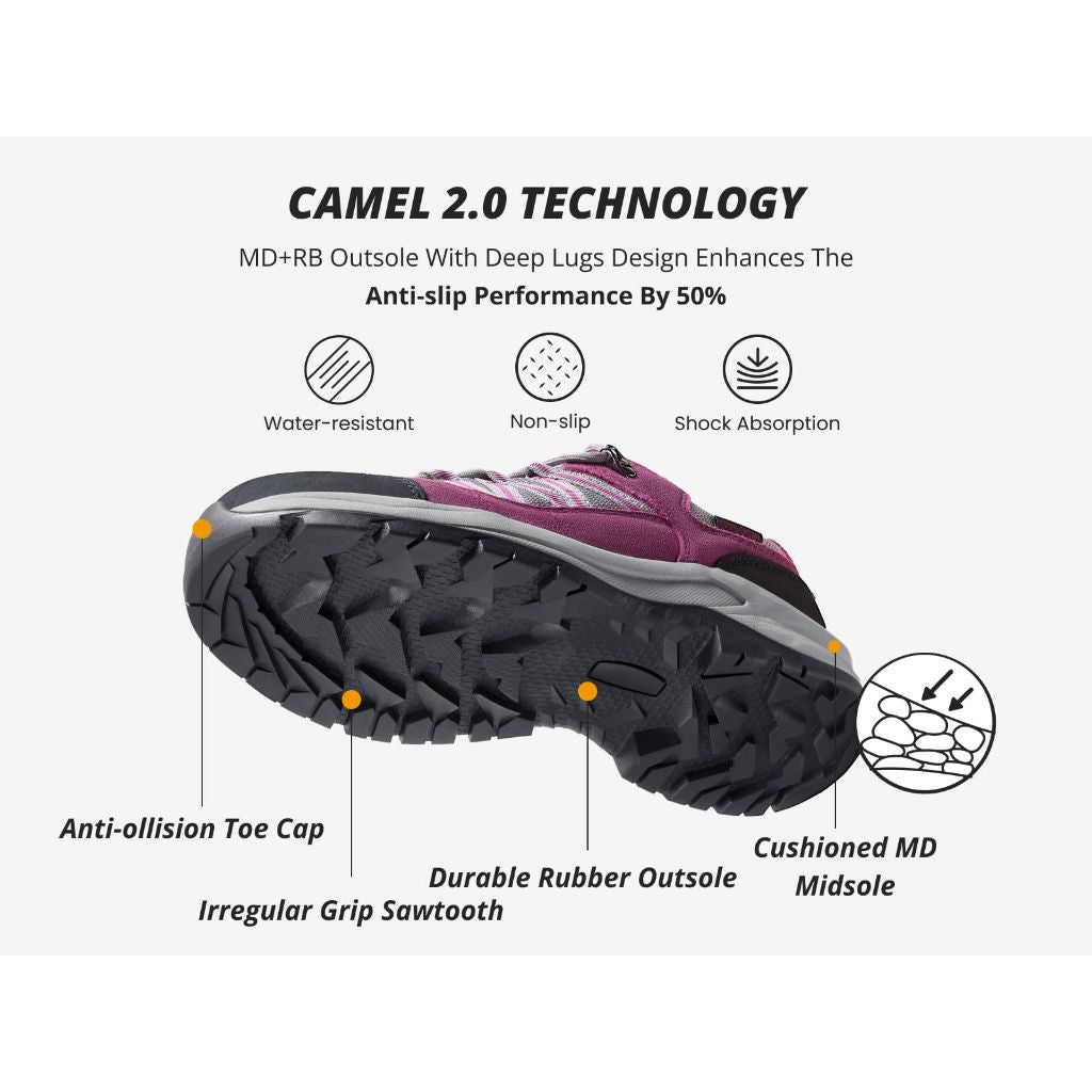 SZ 7, CAMEL CROWN Women's Hiking Shoes Lightweight Non-Slip