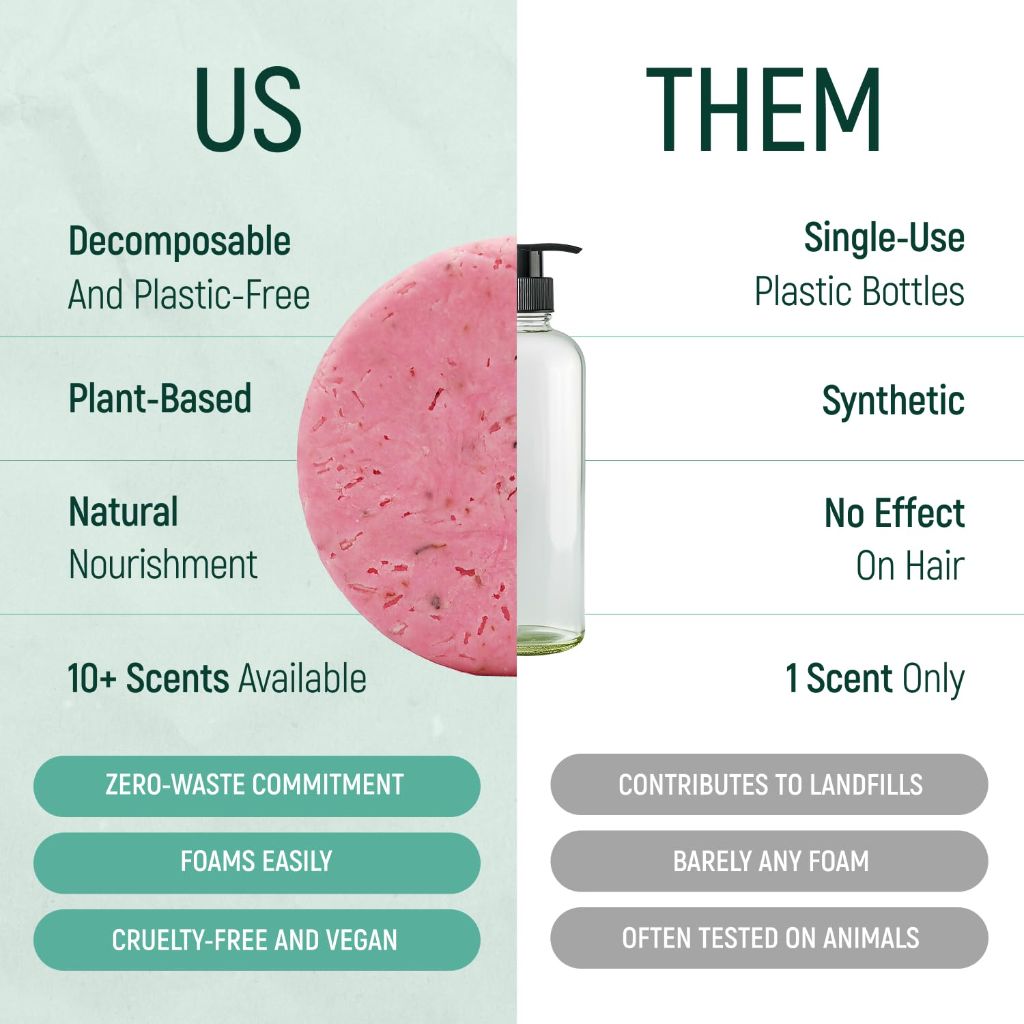 BAMBOEARTH Solid Rice Protein Shampoo Bar Soap With Conditioner (Rose)