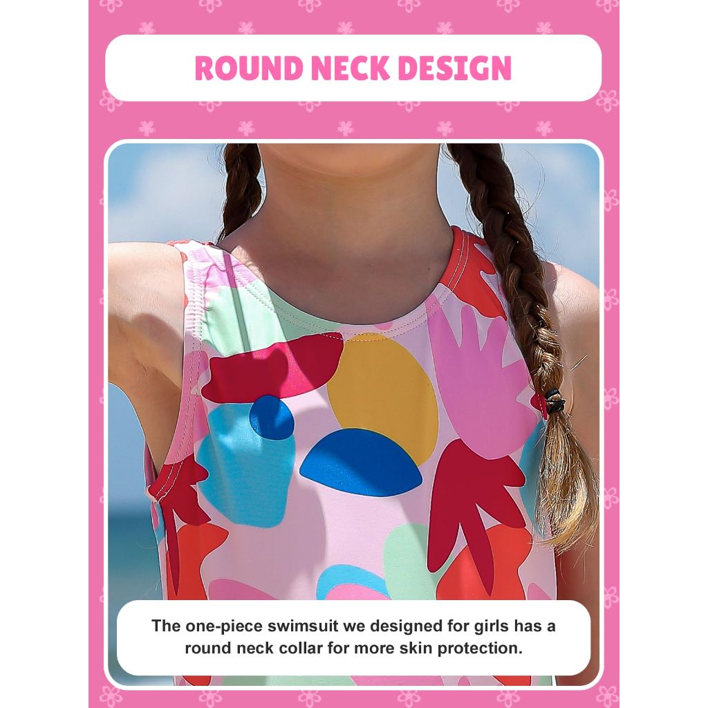 Angel season Toddler Girls One Piece Swimsuit, Floral Pink Flower - Size 2T 3T