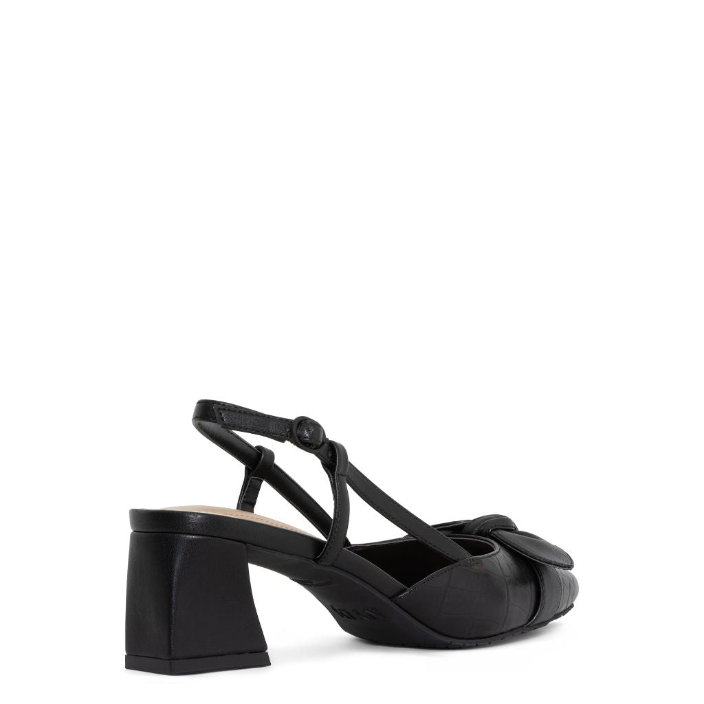 NYDJ Women's Sallie Crocco Leather Slingback Dress Pump, Black, Size 6