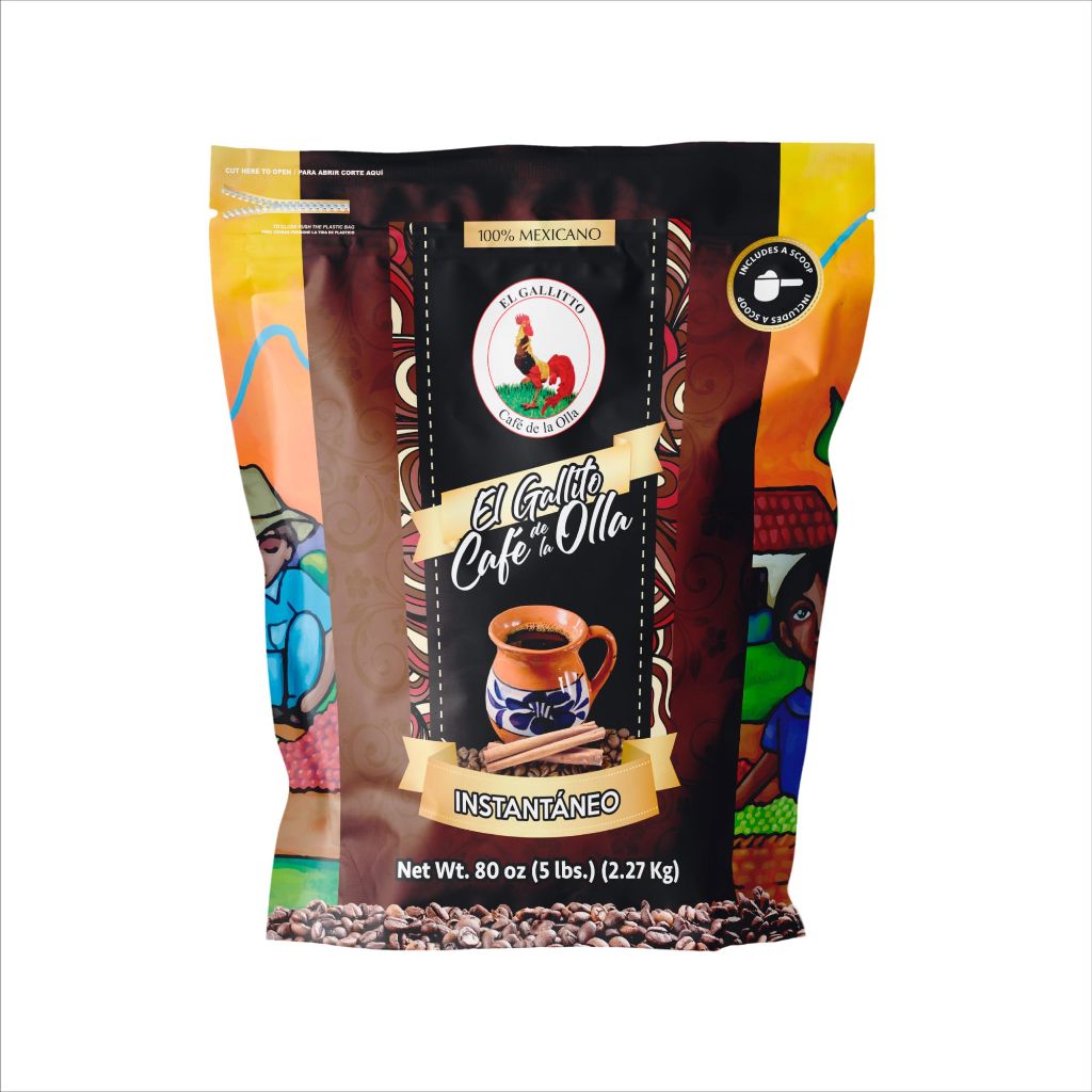 EL GALLITO Café de la Olla | Mexican Café de Olla Instant Coffee with Cocoa, Piloncillo & Cinnamon | 100% Mexican Soluble Coffee | 5 LB (1 Pack)