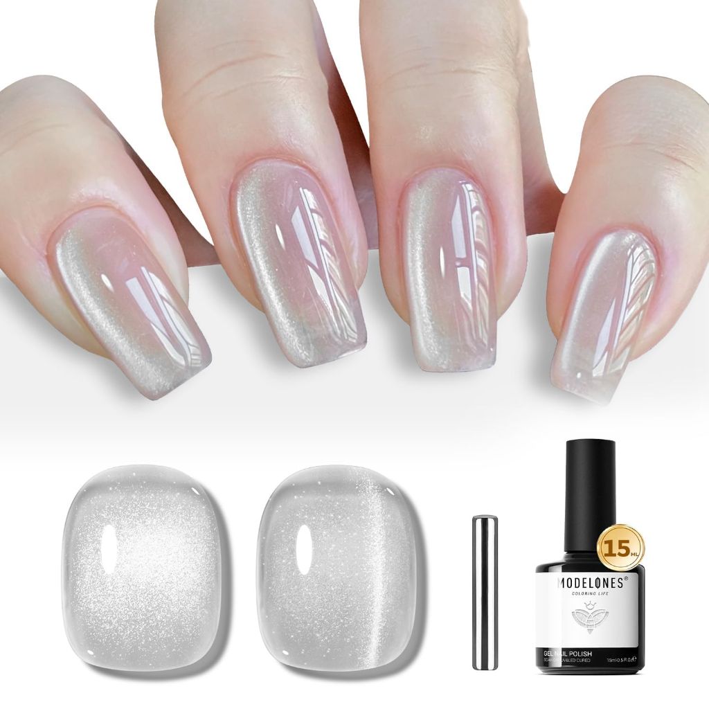 Modelones Cat Eye Gel Polish 15ML - Silver Glitter