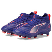 PUMA Kids Ultra Match Firm Ground/All Ground Soccer Cleats, Size 12 Little Kid, Lapis Lazuli/PUMA White/Sunset Glow
