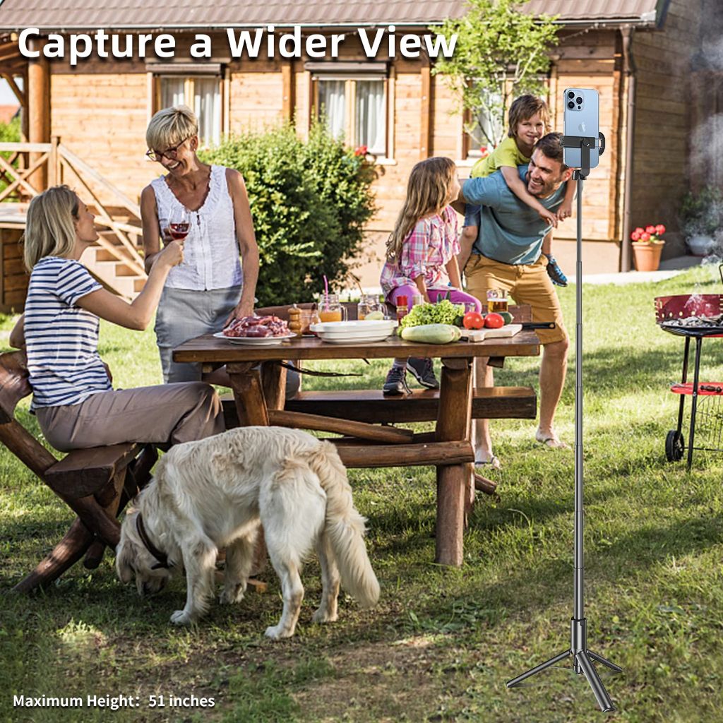 Selfie Stick Tripod with Wireless Remote Cell Phone Stand for Recording with Wireless Remote