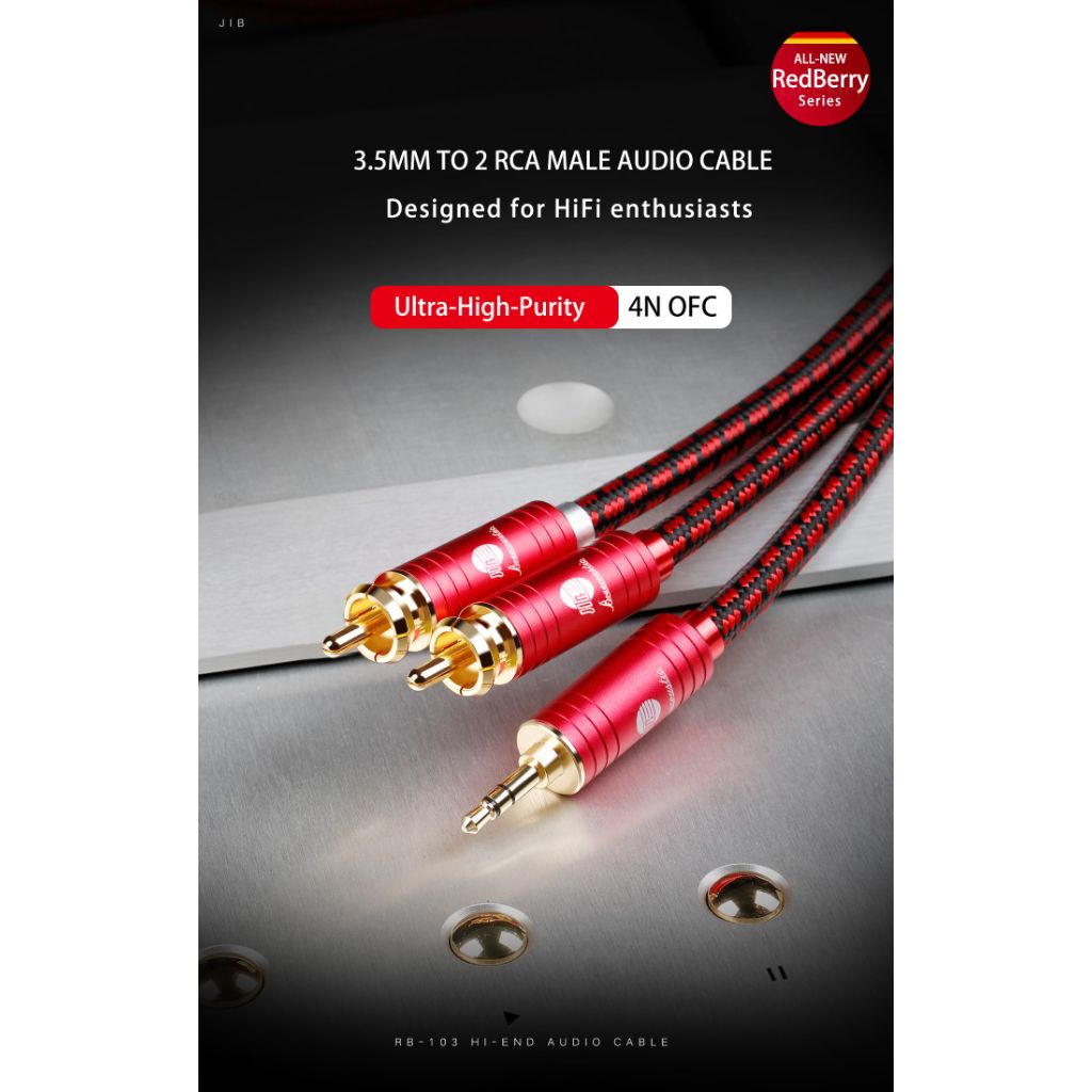 BOAACOUSTIC RCA to 3.5mm Aux Male Audio Cable, 4N OFC, Dual-Shielded, Gold Plated Connectors for Home Theater, Speakers(4.92ft/1.5m)