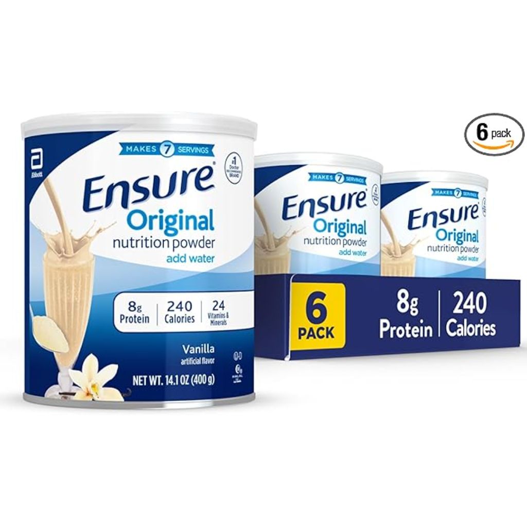 Ensure Original Nutrition Powder | Vanilla Protein Powder | Small Meal Replacement Shake Mix | 8g Protein, 24 Vitamins & Minerals | Immune Health | 14.1 oz -pack of 6