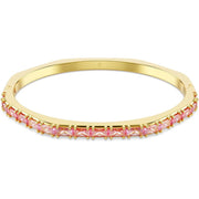 Swarovski Matrix Octagon Bangle, Baguette Cut, Clear, Pink Crystals, Rhodium and Gold-Tone Finishes