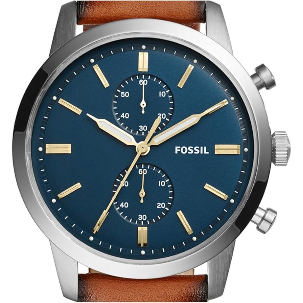 Fossil Men's Townsman 44mm Chronograph Luggage Leather Watch, Brown/Navy FS5279