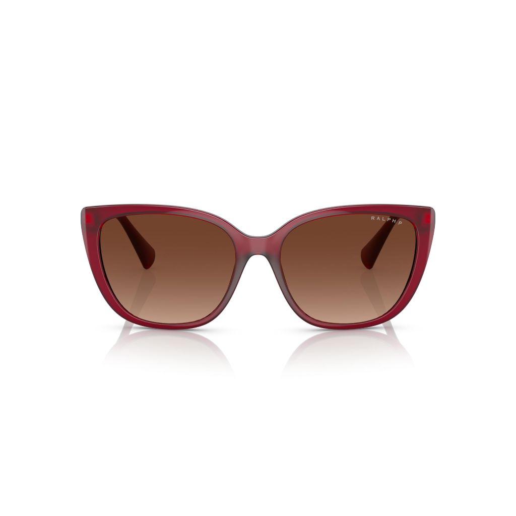 Ralph by Ralph Lauren Women's RA5274 5800/T5 Butterfly Sunglasses - Transparent Bordeaux/Polarized Light Brown Gradient, 56mm