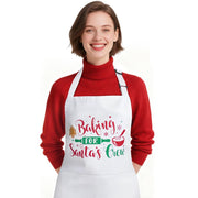 NLUS Christmas Aprons for Women Men with 3 Pockets, White