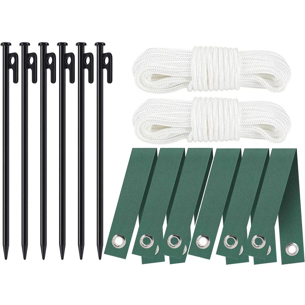 6 Pcs 12 Inch Heavy Duty Steel Tree Stake Kits Tree Stakes and Supports for Leaning Trees Tree Staking and Support Kits for Young Tree Against Bad Weather, Bonus: Tree Straps and Rope for Anchoring
