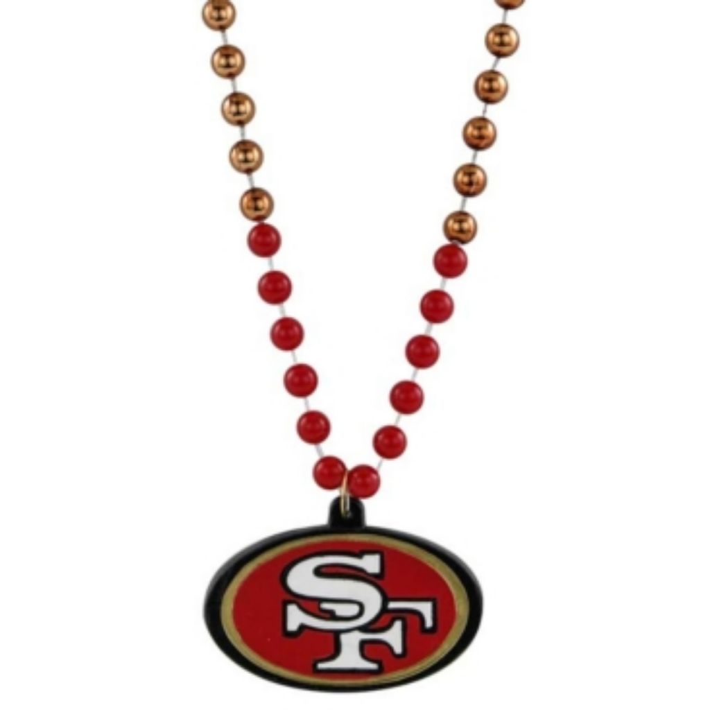 San Francisco 49ers Mardi Gras Beads with Medallion