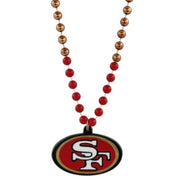 San Francisco 49ers Mardi Gras Beads with Medallion