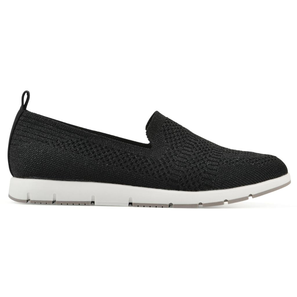 CLIFFS BY WHITE MOUNTAIN Women's Garren Knit Slip-On Sneaker, Black/Glitter/Knit, 10 M