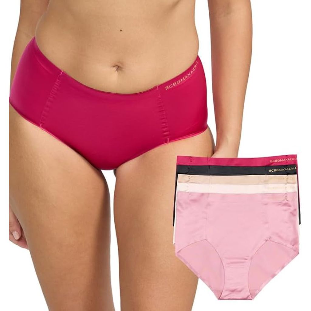 BGBGMaxazria Women's No-Show Bonded Laser Cut 5-Pack Panty Underwear, Cherries Jubilee, Large