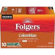 Folgers Colombian Medium Roast Keurig K-Cup Coffee Pods, 10ct *Damaged Box*