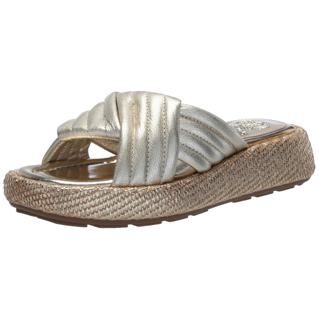 Vince Camuto Women's Luesda Quilted Slide Sandal, Light Gold, 9 M
