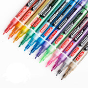 ZEYAR Glitter Paint Pens, Water based, Extra Fine Point, Nylon Tip, 12 Colors