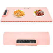 Food Warming Mat - Full Surface Heating, Portable, 3 Temperature Settings - Pink