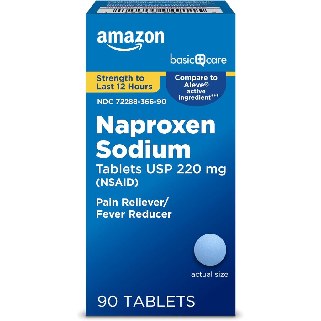 Amazon Basic Care Naproxen Sodium 220mg (NSAID) - 90 Tablets
