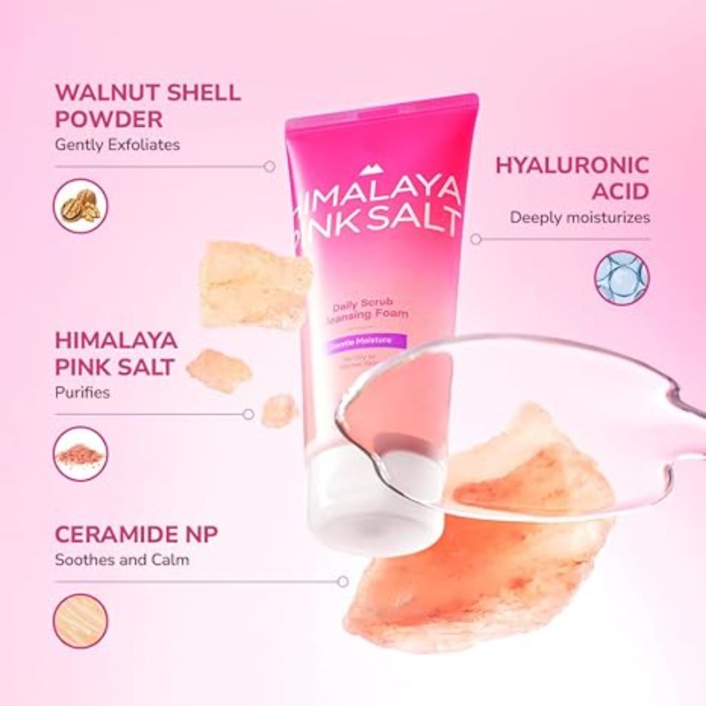 HIMALAYA PINKSALT Daily Scrub Cleansing Foam Gentle Moisture, 6.7 fl oz
