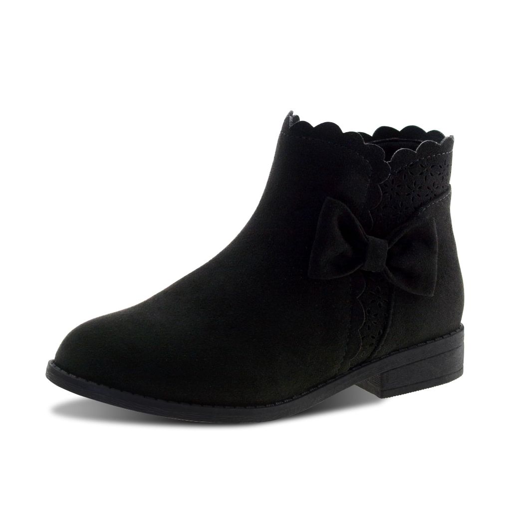LseLom Girl's Ankle Boots, Suede, Black, Size 8