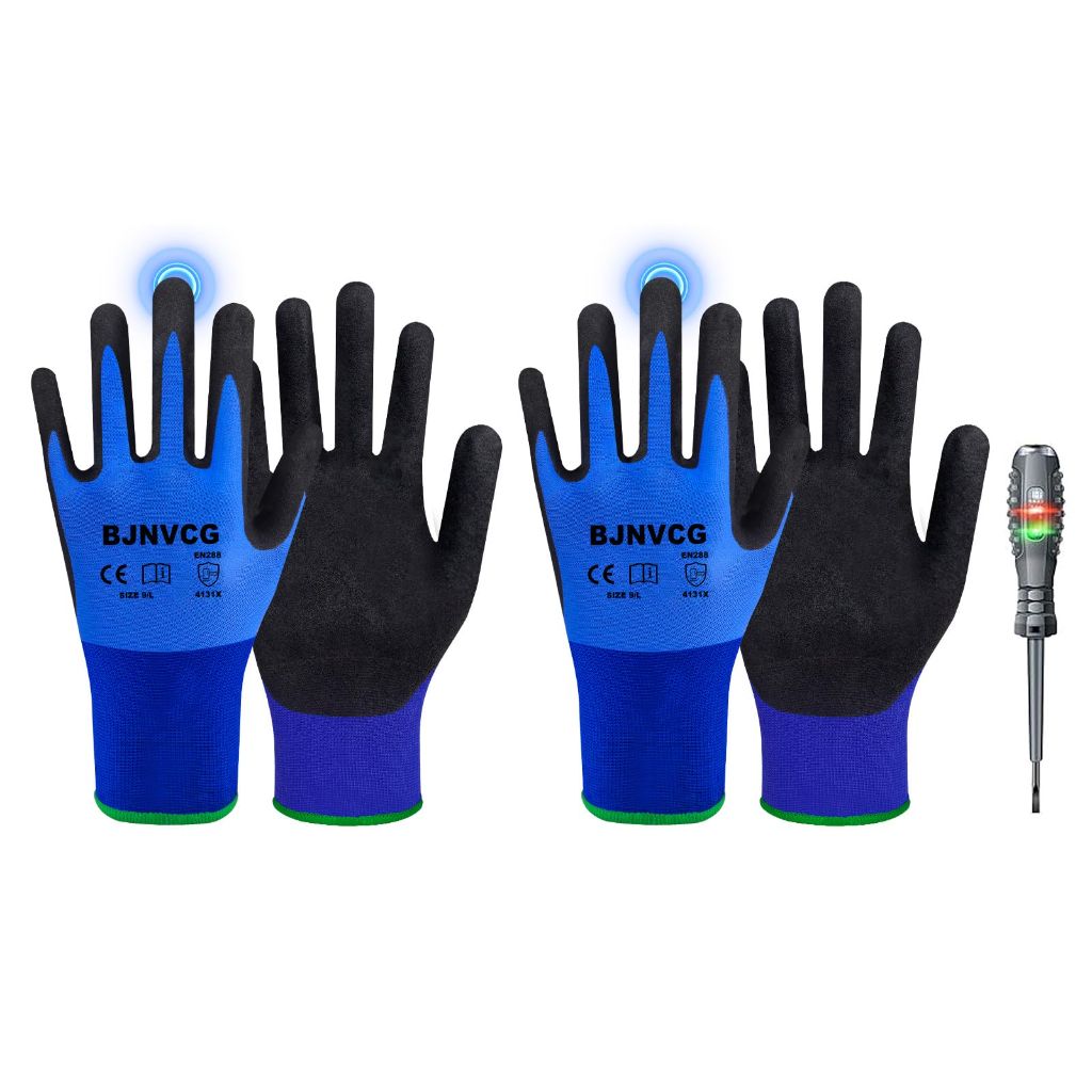 BJNVCG 2 pairs 400V Electrical Insulated Gloves Anti-Slip Grip for Electrical Work Size 9/L