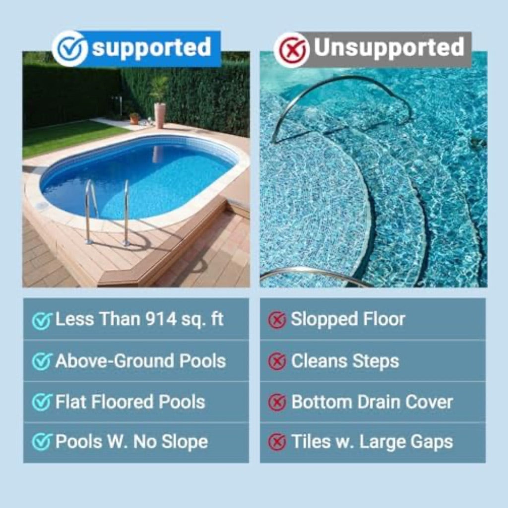 Cordless Robotic Pool Cleaner, Lasts 120 Min, Smart Sensor, Automatic Vacuum for Above-Ground Pools up to 914 Sq.ft, Portable