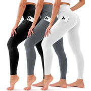 BLUEENJOY 3 Pack Leggings with Pockets for Women, High Waisted Tummy Control Workout Yoga Pants, XXL