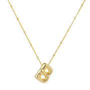 BOXOB Bubble Letter Necklace, 14k Gold Plated Balloon (B)