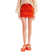 Desigual FAL_Lecce Denim Skirt , Red-Orange, SZ M