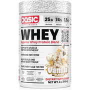 Basic Supplements Superior Whey Protein Blend Powder, Vanilla, 2lb