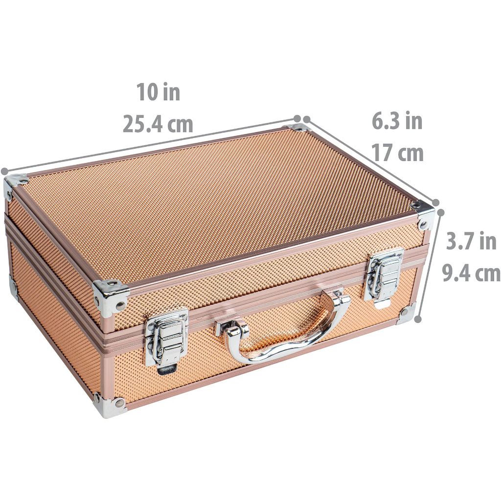 SHANY Carry All Make up Train Case with Pro Makeup Set, Rose Gold